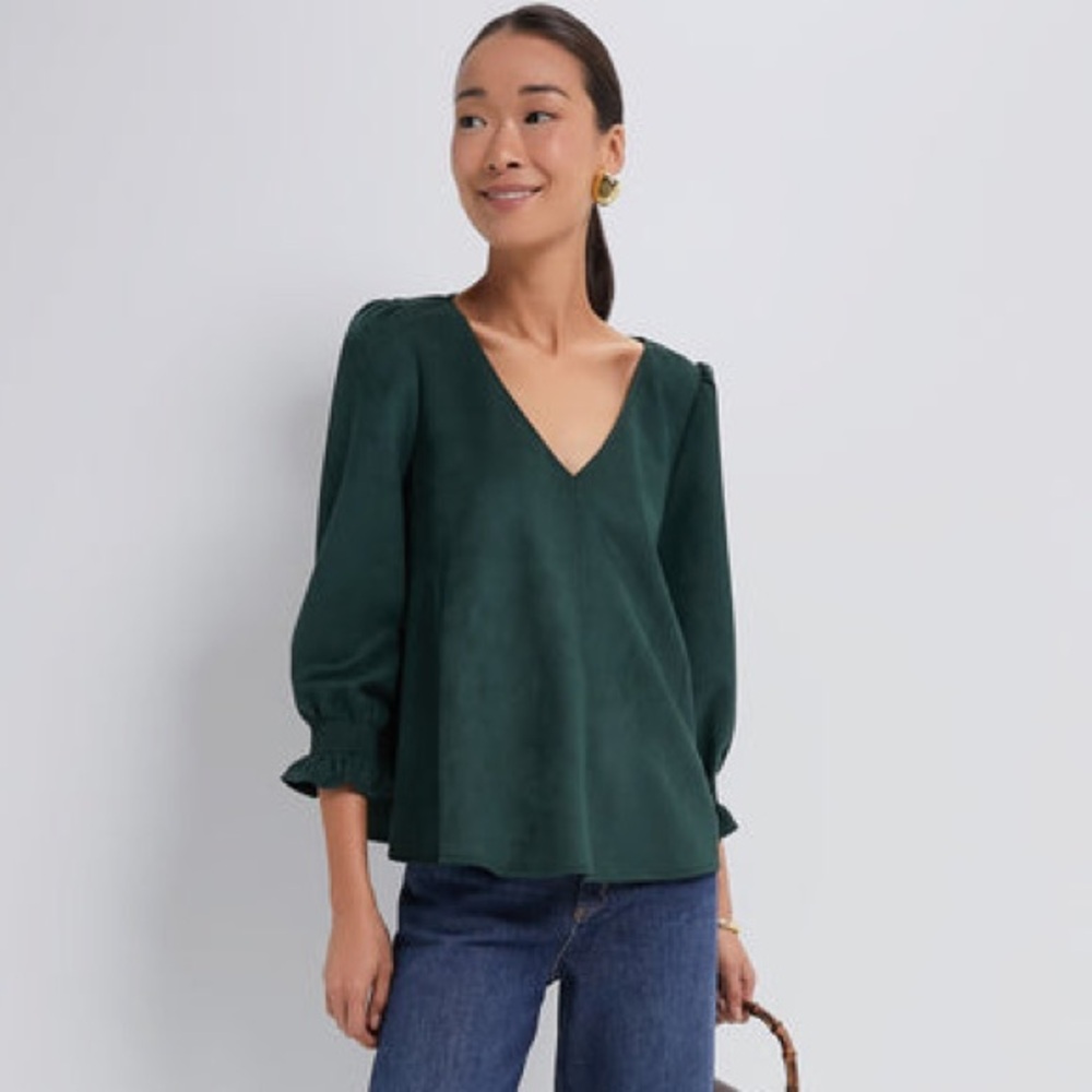 TUCKERNUCK Malachite Suede Easton Blouse Size Small